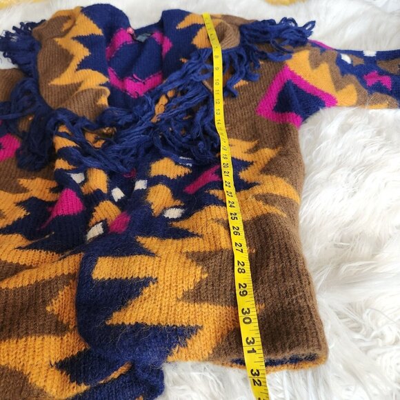 Vintage 90s Oversized Mohair Cardigan Sweater M Fringe Fuzzy Southwestern - Picture 11 of 16